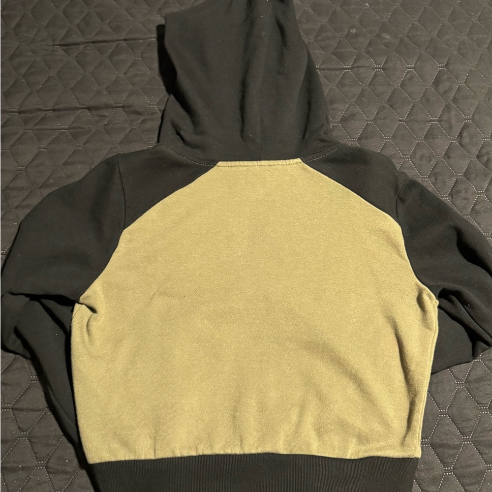 Black and Olive Zip-Up Hoodie - Women Tops - Picture 4 of 4